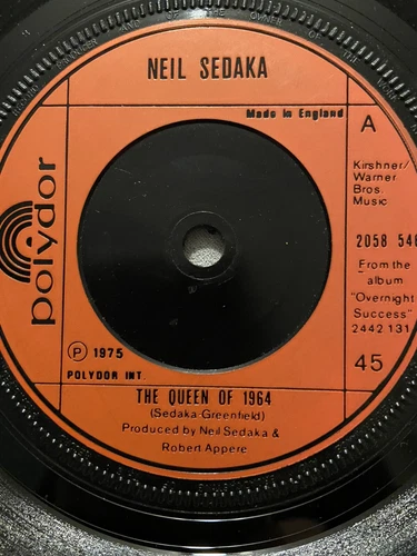 NEIL SEDAKA - 1975 Vinyl 45rpm 7-Songle - THE QUEEN OF 1964