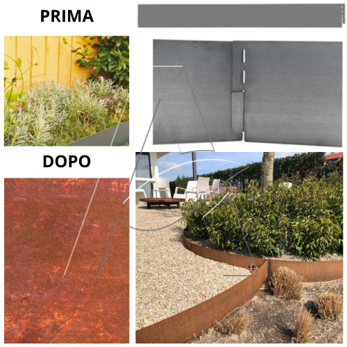 Bordo in acciaio Corten per aiuole L 112 cm x H 13 cm - Verdemax