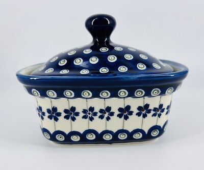 Boleslawiec Polish Pottery Casserole with Lid/Butter Box 