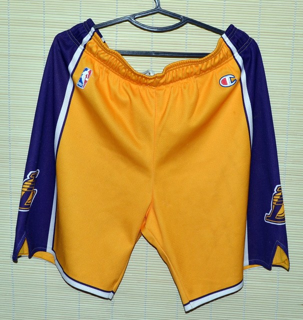 NBA LOS ANGELES LAKERS BASKETBALL SHORTS JERSEY CHAMPION SIZE L ADULT