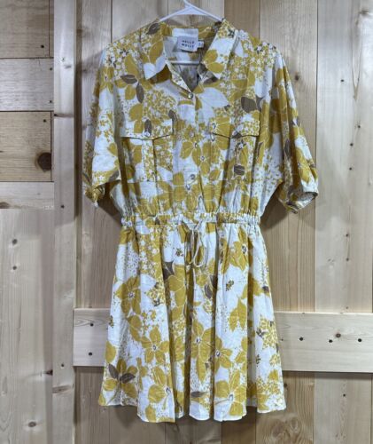 Hello Molly Dress Womens Size 6 Yellow Floral Print Short Sleeve Lined Boho - Picture 3 of 15