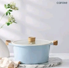 CAROTE ~ BLUE ~ 4.8 Quart ~ Ceramic ~ Stock Pot w/Lid ~ Induction ~ Non-Stick