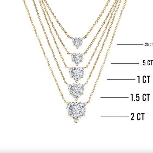 IGI F/VS 2 Ct Heart Lab Created Grown Floating Diamond Pendant 14K Yellow Gold - Picture 3 of 4