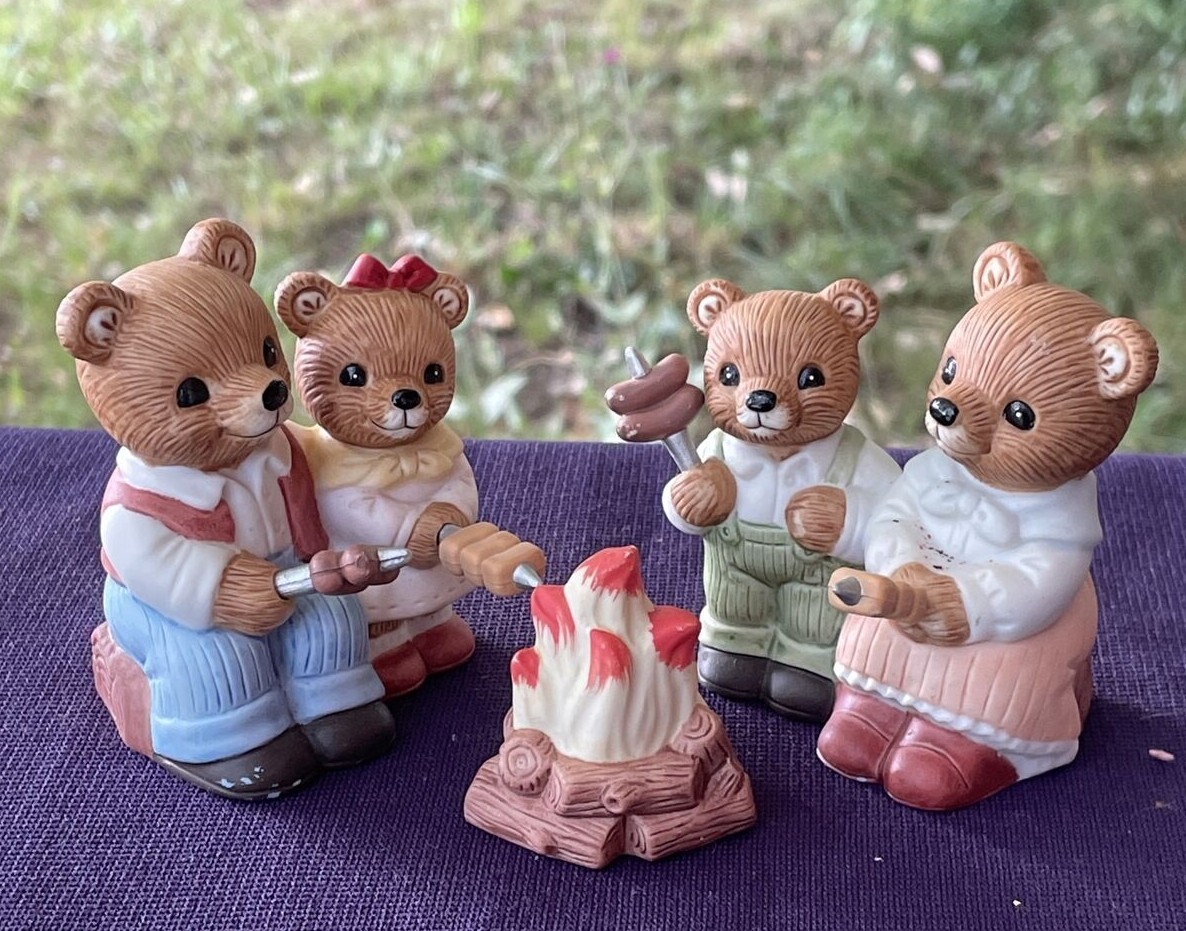 Vintage Home Interior Homco TEDDY BEAR FAMILY Campfire Smores