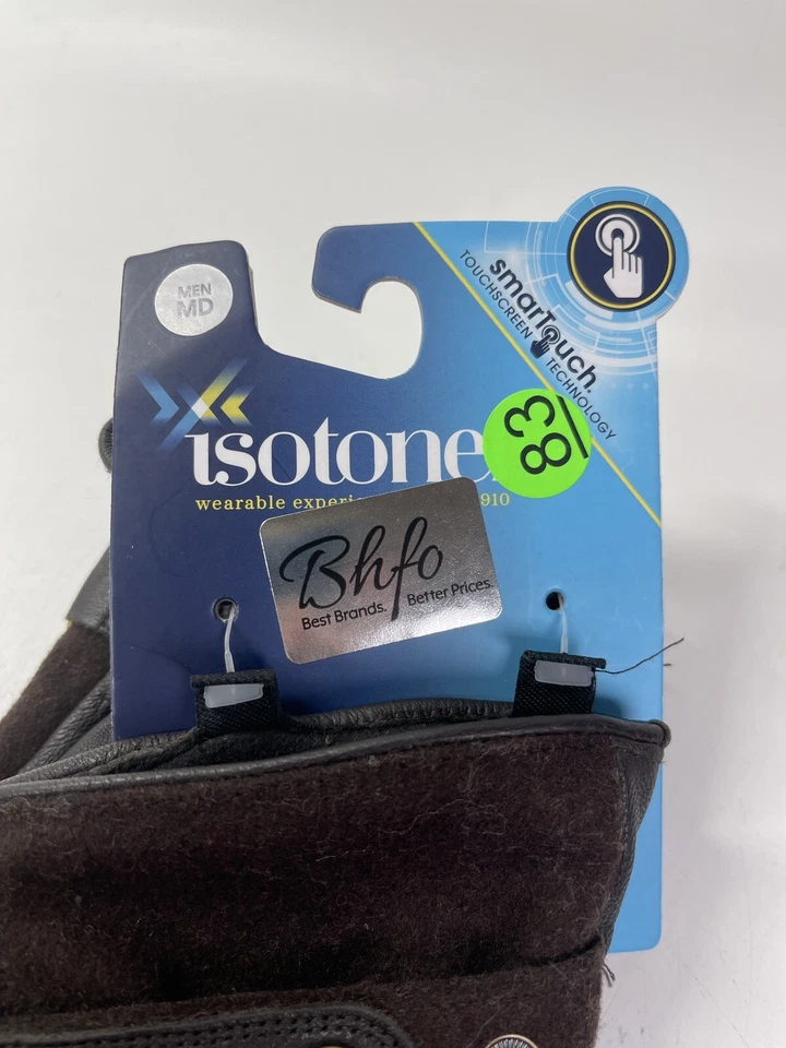 Guantes de franela y cuero Isotoner Signature para hombre M Saddle SmartTouch Technology Foto 3 de 4