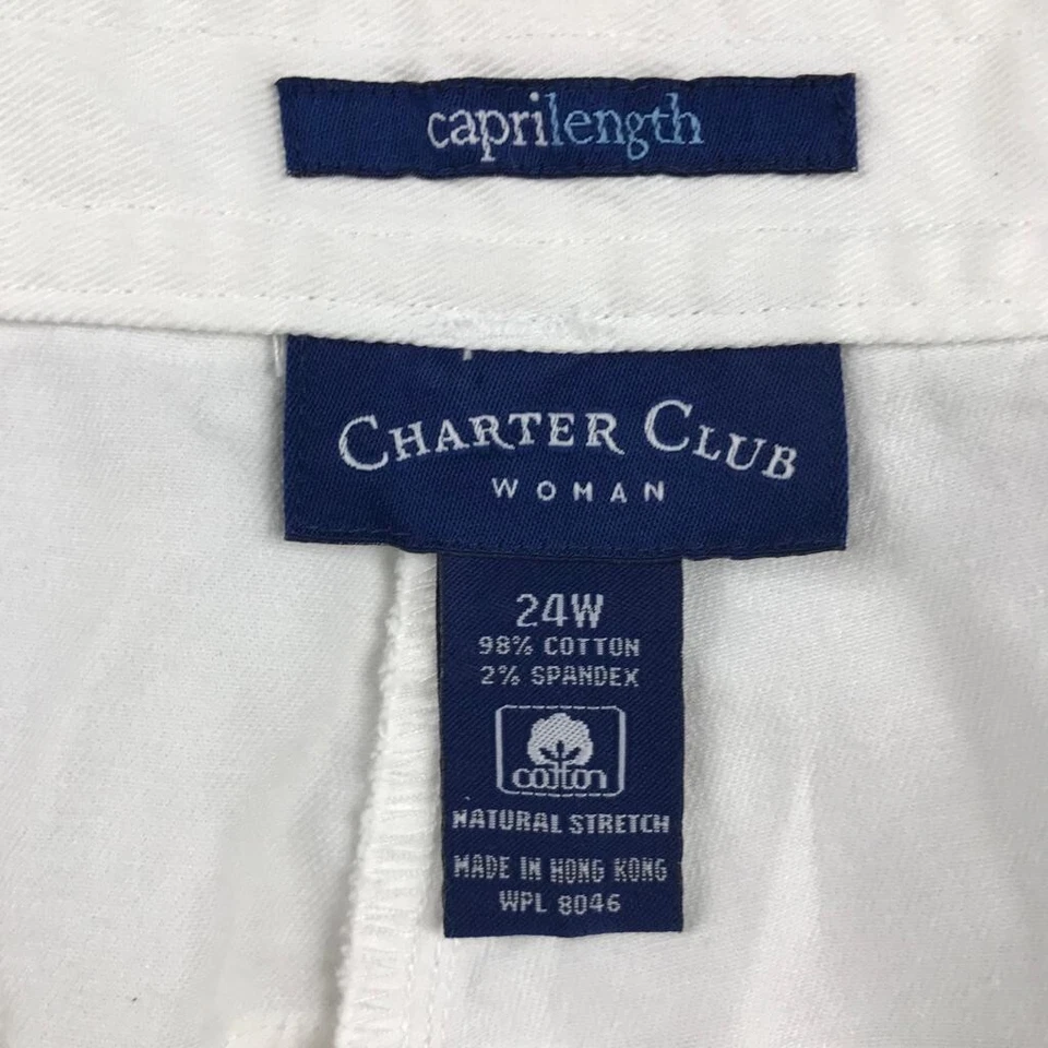 Pantalones Cortos Charter Club Mujer 24W Blanco Capri Recto Frente Plano Capa Mayo Nuevos con Etiquetas Foto 3 de 4