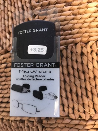 Men's Foster Grant Folding Reading Glasses Gideon +3.25 w/ Case MicroVision #5A - Picture 5 of 6