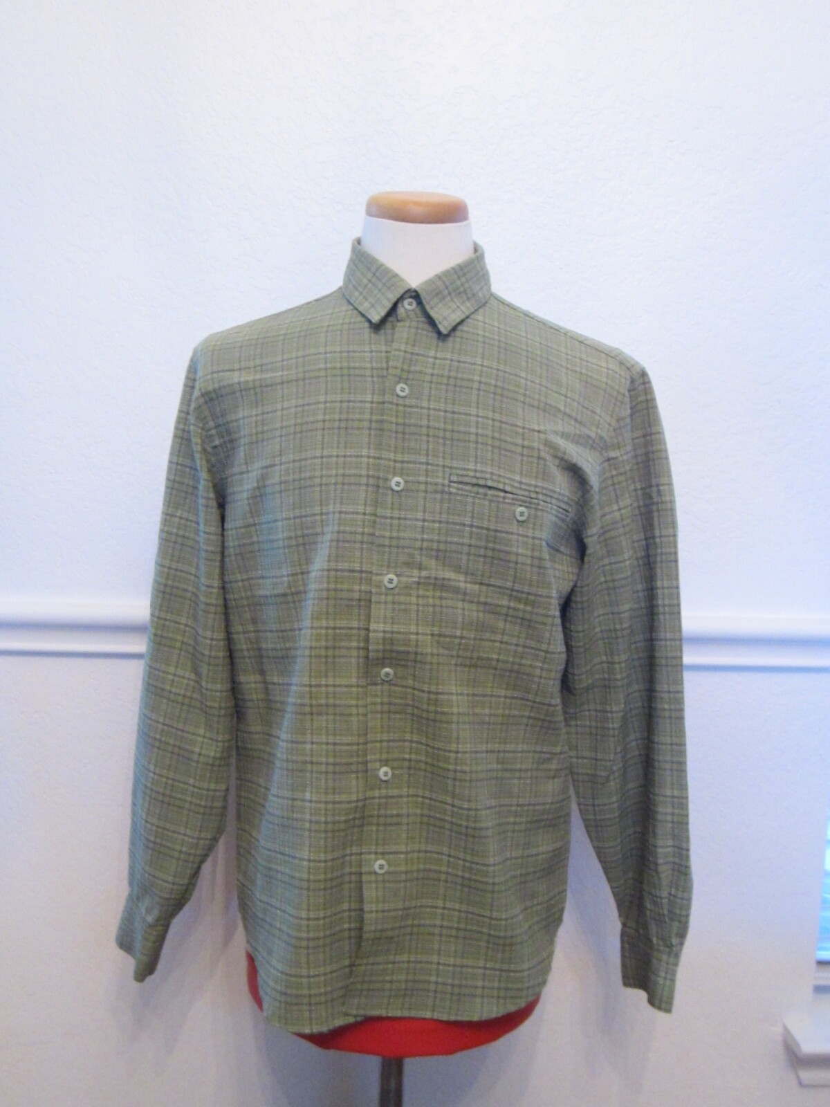 Co-op Men&rsquo;s Medium Long Sleeve Collared Green Button Up Sh