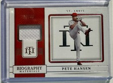 2023 Panini Natl Treasures Biography Materials Pete Hansen #BM-PH /49 (MEM, RC)