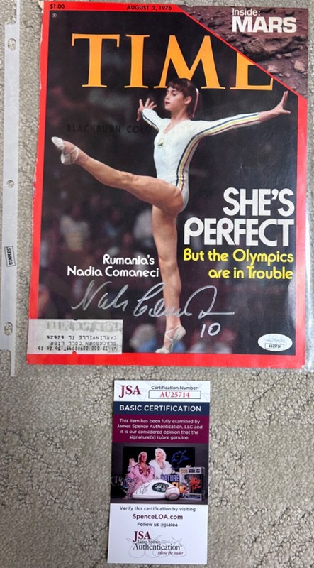 Nadia Comaneci Autographed Time Magazine Cover With JSA COA