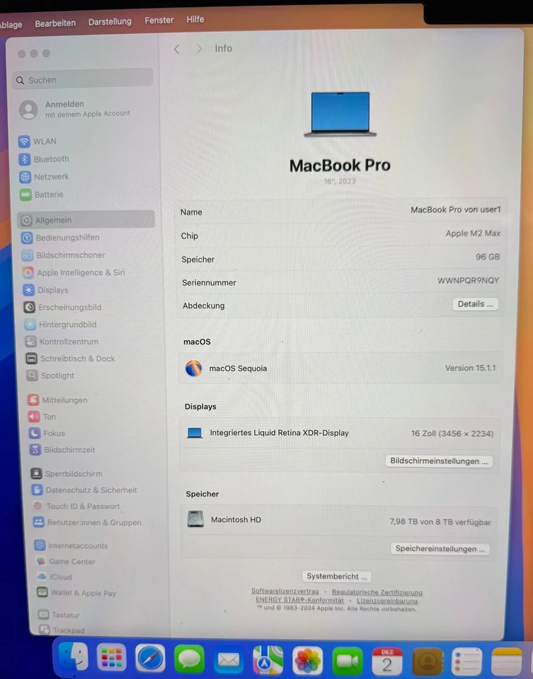 Apple MacBook Pro 16" M2 Max · 96GB · 8TB, Foto 3 von 5