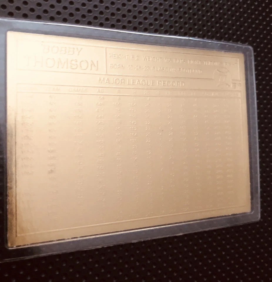 1996 Danbury Mint 22KT Gold Bobby Thomson #77 Encased Baseball Card - Image 2 of 2