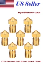 7PCs 0.2 - 1mm Assorted Brass Nozzle 3mm Extruder 3D Printer V5 V6 J-Head Hotend
