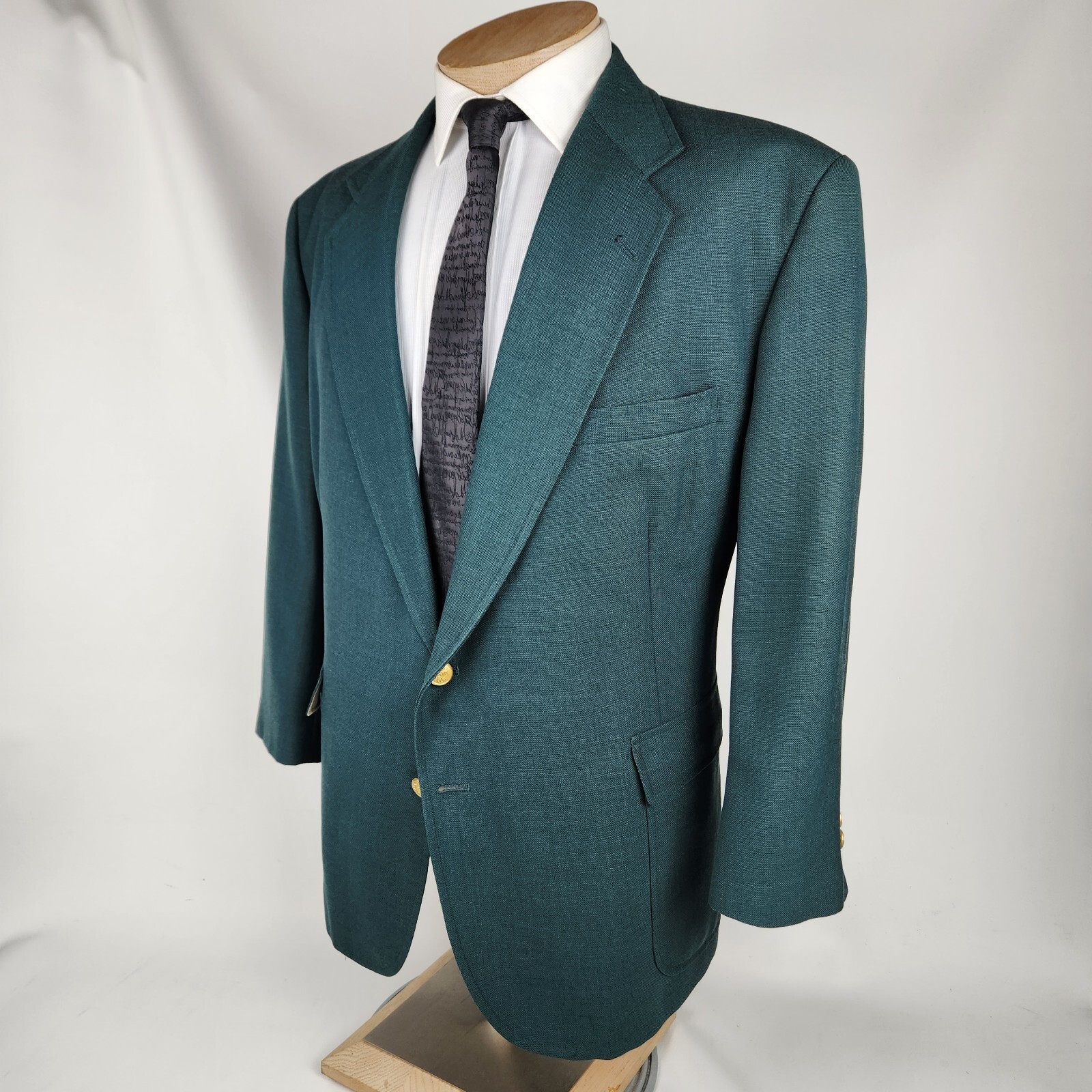 VTG Stafford Mens Blazer 48S Portly Green Masters Jacket Gold Button