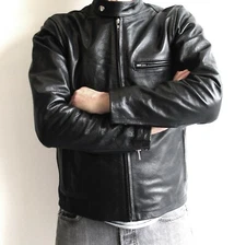 OUTLAW CYCLE LEATHER MOTORCYCLE JACKET CLUB STYLE FULL GRAIN LEATHER