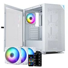 VETROO AL800 White Full Tower PC Case with WHITE 3x ARGB Fans-E-ATX/ATX