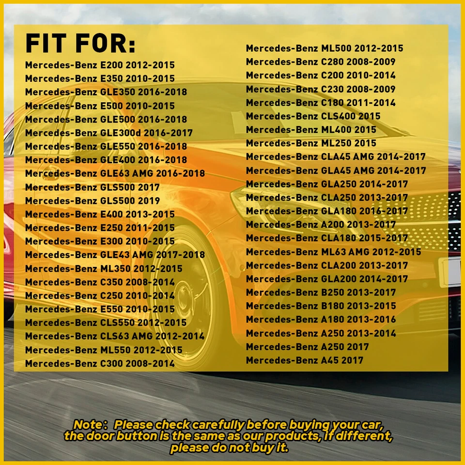 Se adapta a Mercedes Benz Clase C E GLA Cerradura Puerta Coche Desbloqueo Interruptor Botón Cubierta Borde A Foto 2 de 4