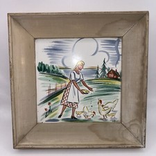 Vintage Mosaic Framed Square Tile Trivet all Hanging Made in USA 8.5โ Signed