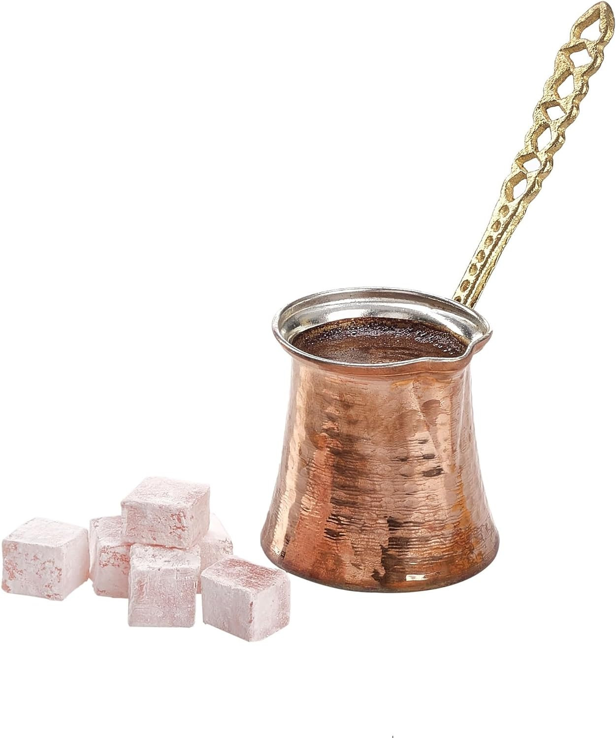 Turkish Coffee Pot | Hammered Copper Cezve | Greek Arabic Coffee Maker with M...