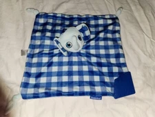 Boogin Head Elephant Lovey Security Blanket Check Blue Teething Corner Plaid