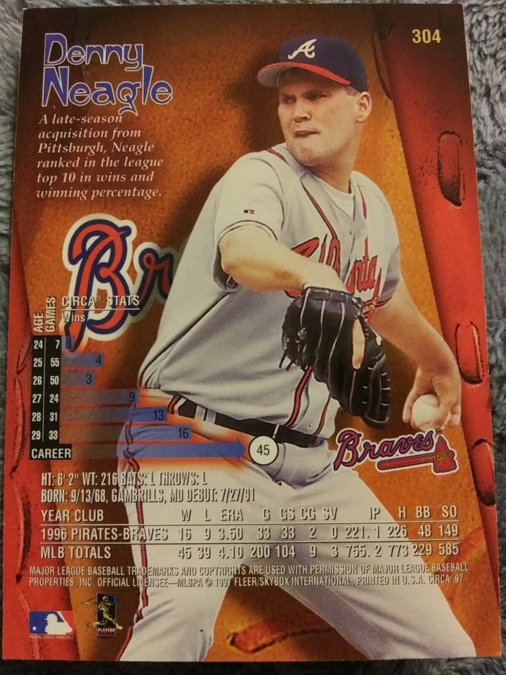 Circa Baseball #304 1997 Denny Neagle Foto 2 de 2