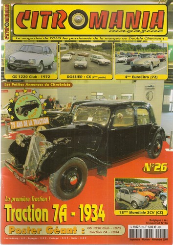 CITROMANIA 26 CITROEN TRACTION 7A 1934 GS 1220 CLUB 1972 CX 1980 1991 EUROCITRO - Foto 1 di 2