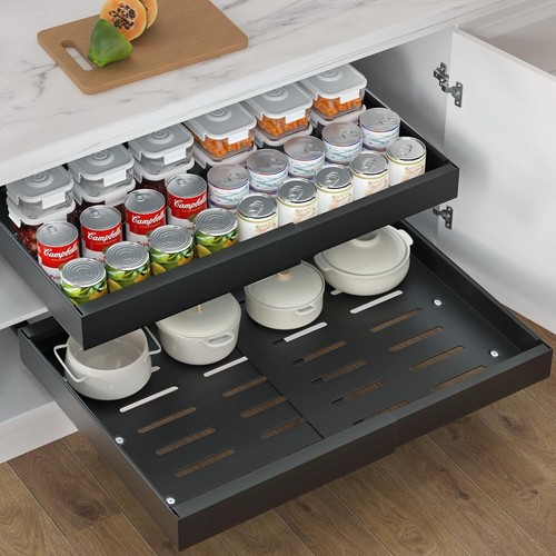 Smooth Sliding Roll Out Shelves for Kitchen Cabinets - Expandable 17.12"-26.77" - Picture 3 of 8