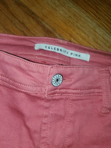 New~ Celebrity Pink Women's Denim Stretch Shorts with Raw Hem Pink/ Salmon 7 28 - Picture 4 of 6