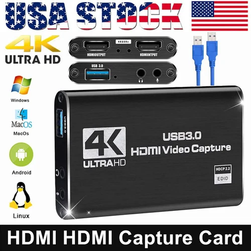 4K Audio Video Capture Card USB 3.0 HDMI Video Capture Device Full HD Recording - Picture 1 of 19