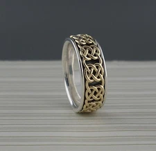 Sterling Silver & 10K Gold Celtic Gate Knot Ring KEITH JACK Size 9
