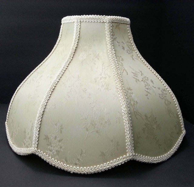VTG VICTORIAN LAMP SHADE Boudoir Scalloped Edge Cream 12" TALL