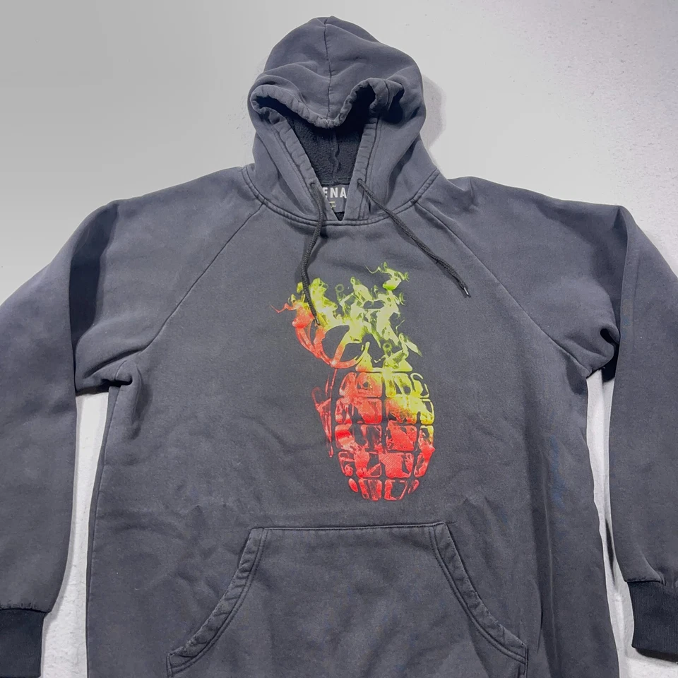 De Colección Granada Ejército Sudadera con Capucha Hombres Mediana Negra Sudadera Pullover Desteñida Foto 2 de 4