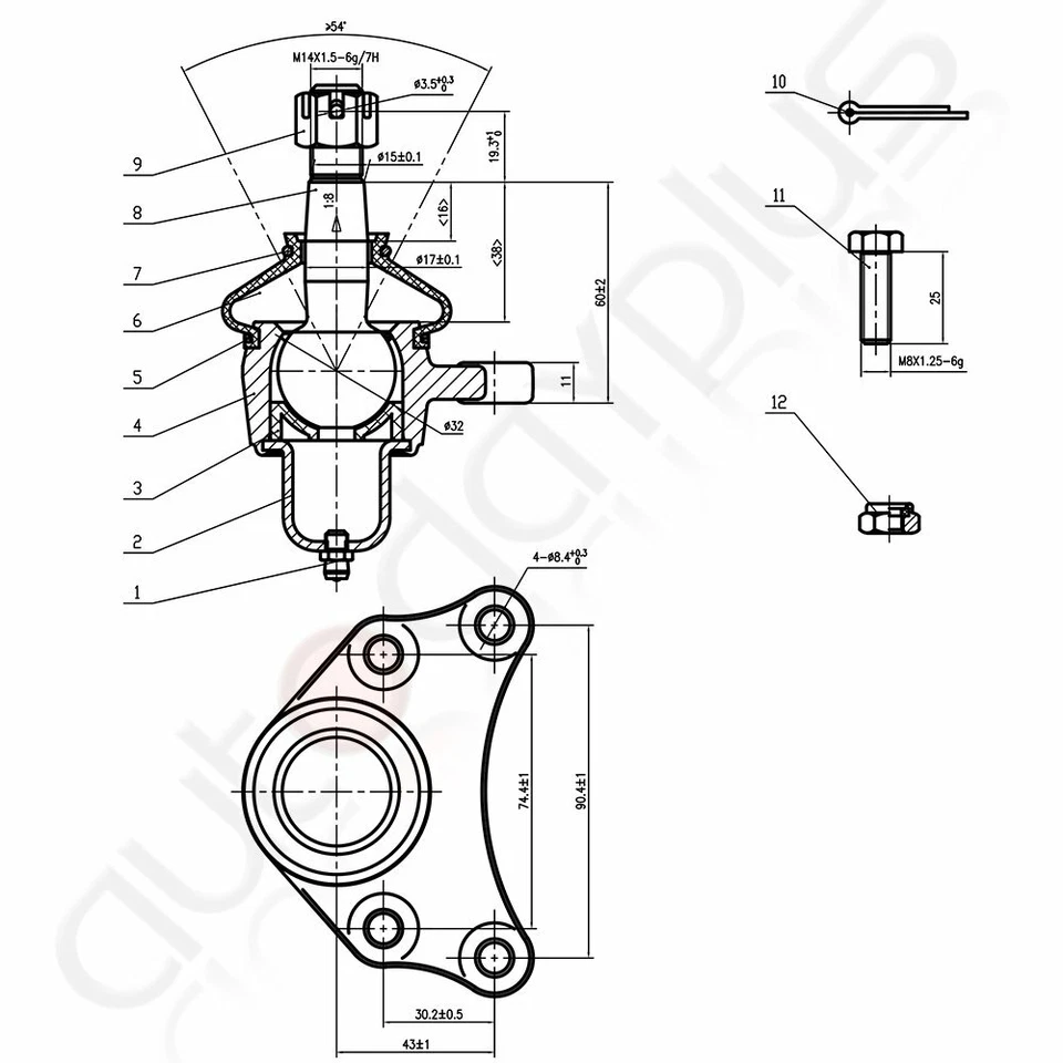 Kit de 12 barras de amarre delanteras rótulas de enlace central para camioneta Toyota 1989-1995 tracción trasera Foto 3 de 4