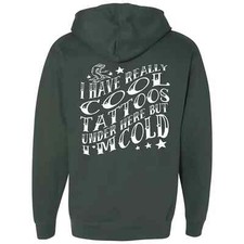 NEW InkAddict UNISEX TATTED & COLD Hoodie ALPINE GREEN SMALL-3XLARGE MADE IN USA
