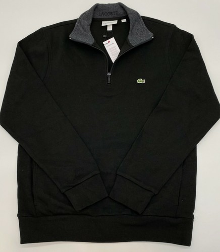 Lacoste Pullover für Herren normale Passform Farbe schwarz grau Logo Kragen kostenloser Versand