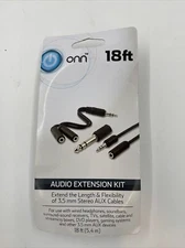 ONN 18 FT Extension Cable, Audio Splitter, & 3.5mm To 1/4 Audio Adapter Open Box