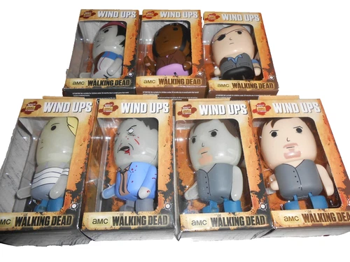 Complete Set of 7 Bullsitoy AMC Walking Dead Wind Ups in Original Boxes