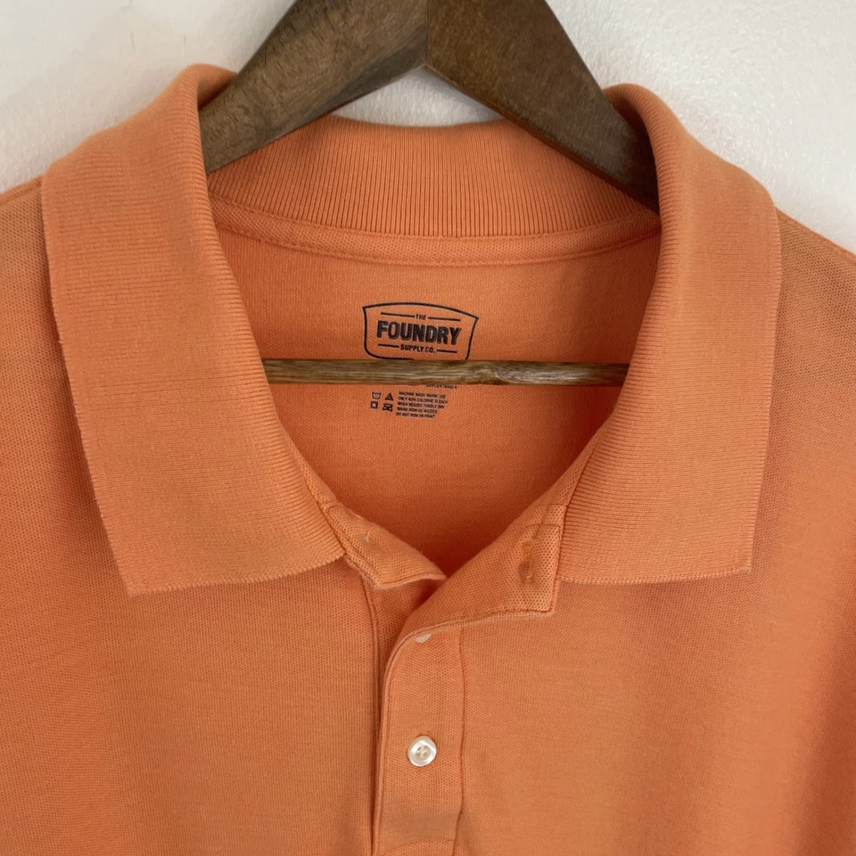 Camisa Polo The Foundry Para Hombre 3XL XXXL Naranja Manga Corta Algodón Mezcla Poliéster Foto 4 de 4