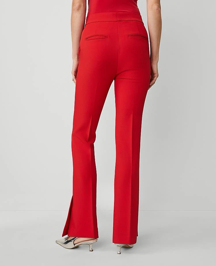 Pantalón Ann Taylor The Petite ajustado acampanado con dobladillo de ventilación rojo icónico 00P nuevo Foto 3 de 4