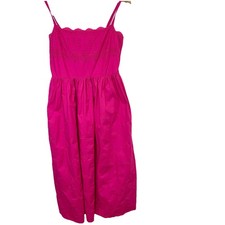 Gap Pink Eyelet Empire Dress Midi  Flowy Small 100% Cotton Pockets Embroidery