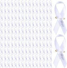 150 Set Lung Cancer Awareness Ribbons White Ribbons with Pins Lung Cancer Awaren
