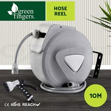 Water Hose Reel 10M Retractable Garden Storage Auto Rewind Spray Gun Wall Mount