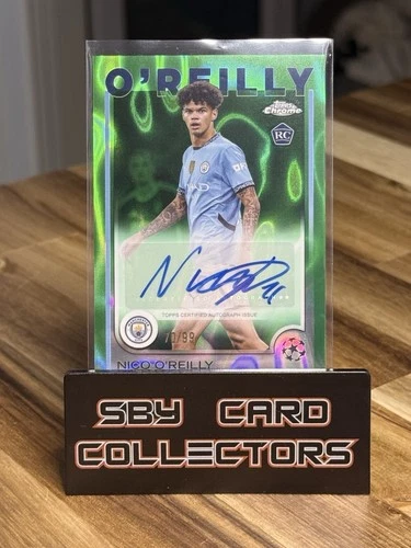 2024/25 Topps Chrome UEFA Club Competitions Nico O'Reilly Green Wave Auto /99