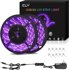 CLY 33ft LED UV Black Light Strip Kit, 600 Units Lamp Beads, 12V Purple