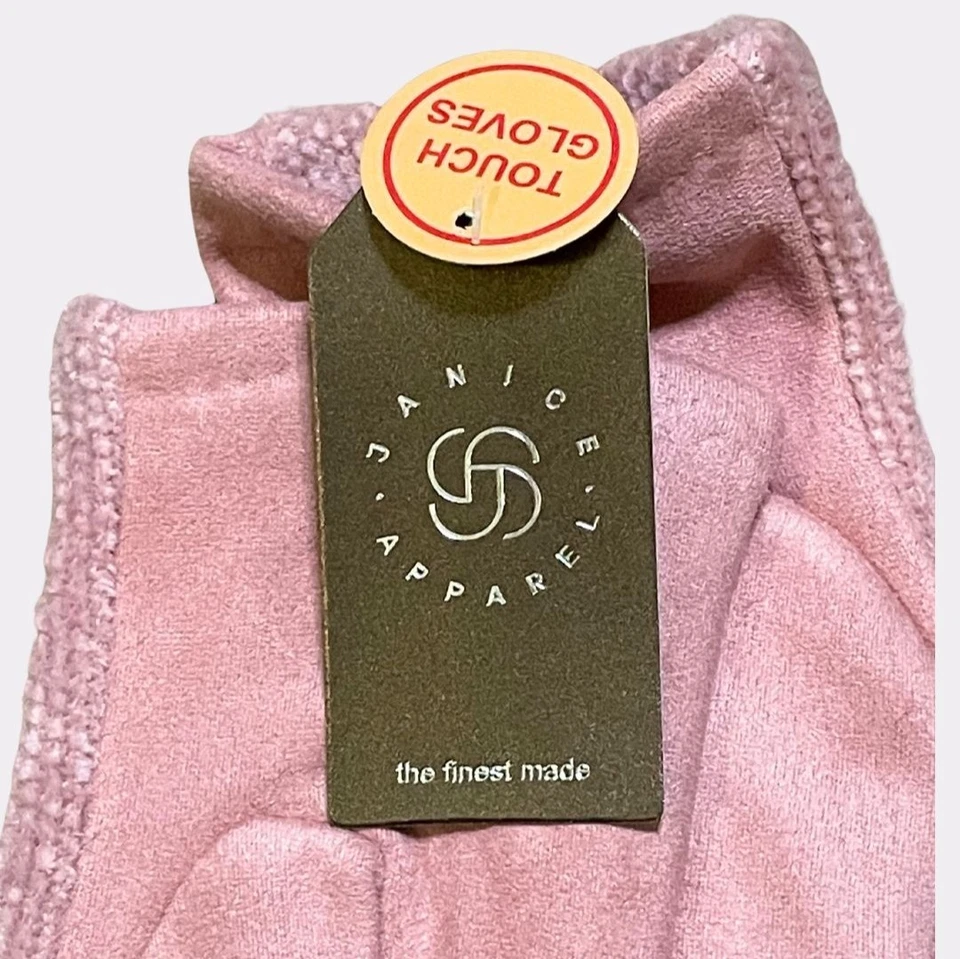 Guantes de punto y gamuza sintética rosa claro y plata Foto 2 de 4