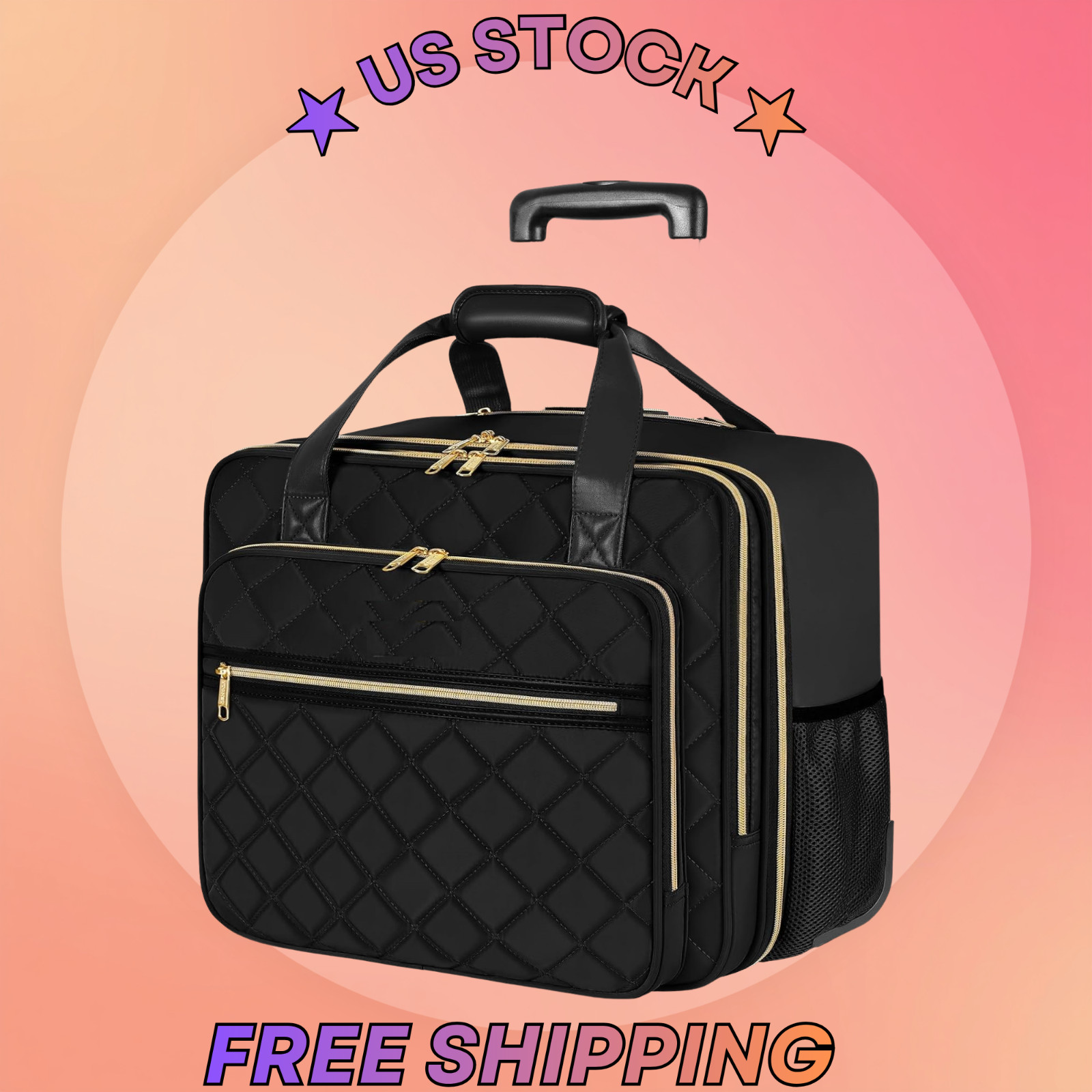 Rolling Laptop Bag for Women - 17.3 Inch Computer Case with 