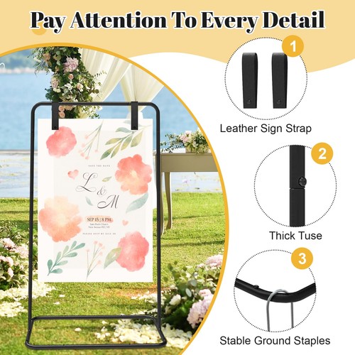 Hochzeit Willkommen Schild Ständer, 50"x 30"x 20" Hochzeit Schild Halter mit 1 Anti-Kipp... - Bild 4 von 8