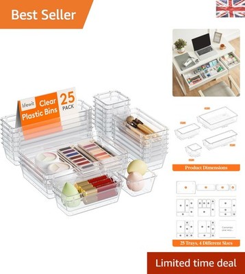 Anpassbare 25-teilige Make-up- und Schreibtischschubladenteiler für mühelose Organisation