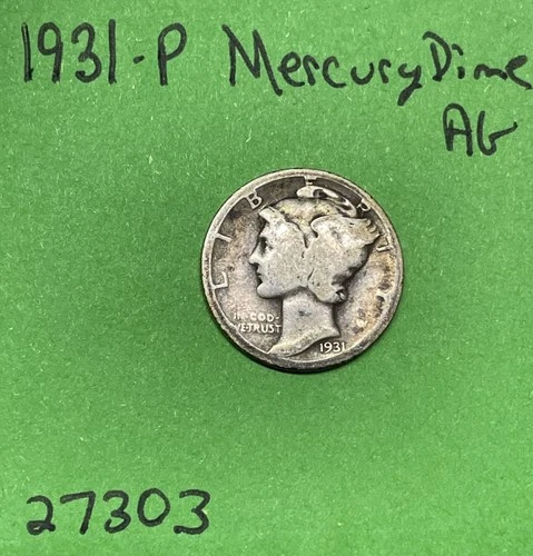 1931-P Mercury Dime 10c Ag About Good 90% Silver See Pictures