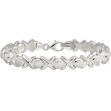 925 Sterling Silver Hearts Kisses Hugs Chain Bracelet